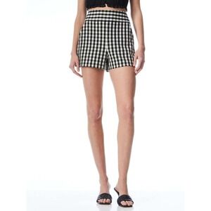 Alice + Olivia Black White Gingham High Waisted Shorts CC106R11604 Womens 4